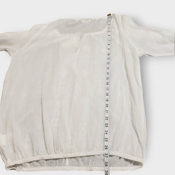 Va Vite Lindsey Tunic White Cotton Embroidered Top Sz 44 (16) Lightweight Sheer - Picture 14 of 14